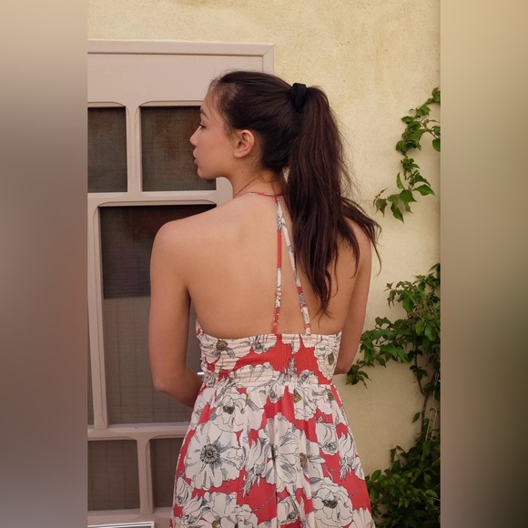 Free People Heatwave Printed Maxi Dress in Sunset Combo Red Floral 45180 - Picture 8 of 13